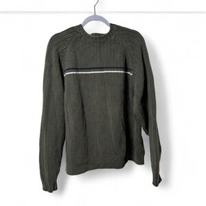 Eddie Bauer Knit Pullover Striped Crewneck Sweater Long Sleeve Green‎  XXL Y2K